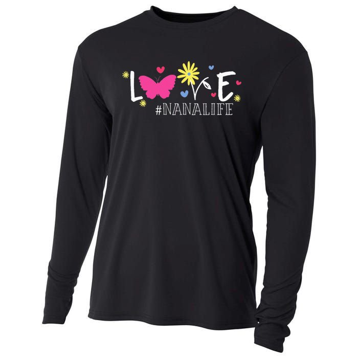 Love Nanalife Butterfly Flower Inspirational Mothers Day Cooling Performance Long Sleeve Crew