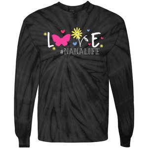 Love Nanalife Butterfly Flower Inspirational Mothers Day Tie-Dye Long Sleeve Shirt