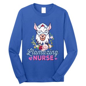 Llamazing Nurse Cute Llama Cosplay Nurse Flower Gift Gift Long Sleeve Shirt