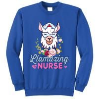 Llamazing Nurse Cute Llama Cosplay Nurse Flower Gift Gift Sweatshirt