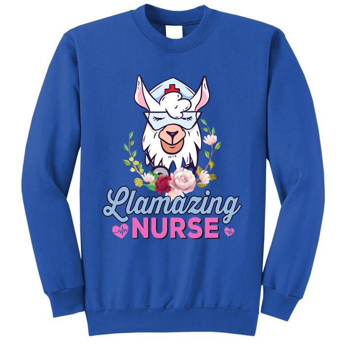 Llamazing Nurse Cute Llama Cosplay Nurse Flower Gift Gift Sweatshirt