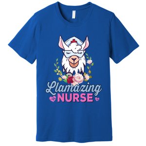 Llamazing Nurse Cute Llama Cosplay Nurse Flower Gift Gift Premium T-Shirt