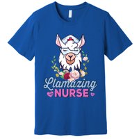 Llamazing Nurse Cute Llama Cosplay Nurse Flower Gift Gift Premium T-Shirt