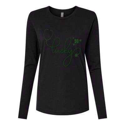 Lucky Nurse Cute St Patricks Day Womens Cotton Relaxed Long Sleeve T-Shirt