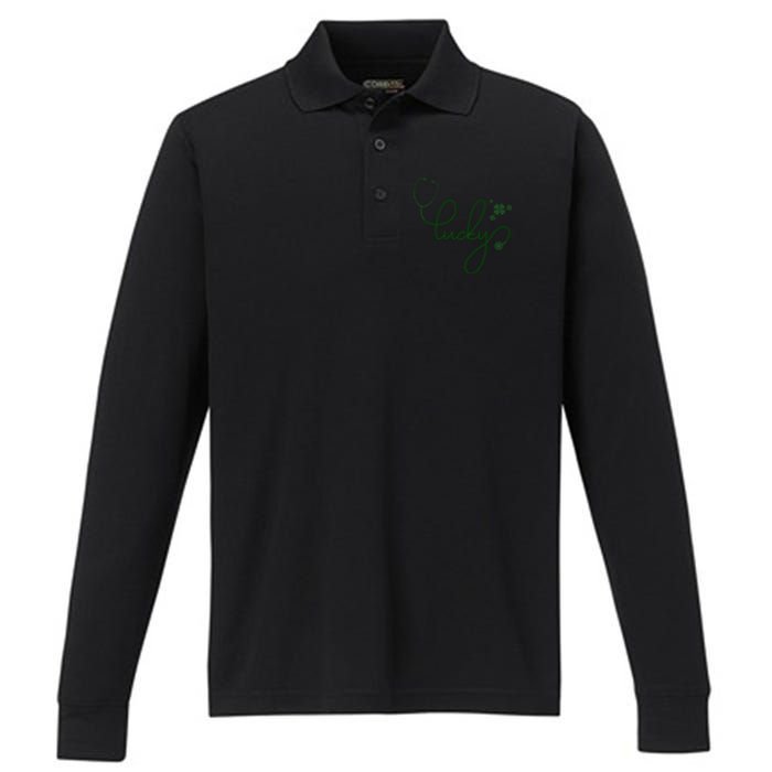 Lucky Nurse Cute St Patricks Day Performance Long Sleeve Polo