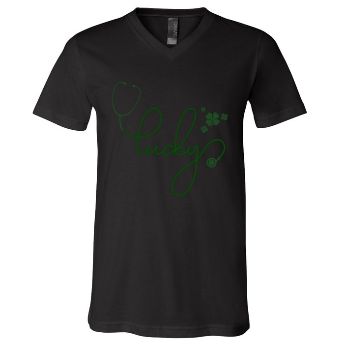 Lucky Nurse Cute St Patricks Day V-Neck T-Shirt