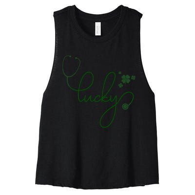 Lucky Nurse Cute St Patricks Day Women's Racerback Cropped Tank