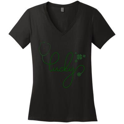 Lucky Nurse Cute St Patricks Day Women's V-Neck T-Shirt