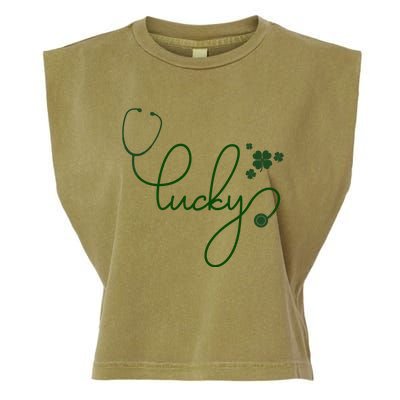 Lucky Nurse Cute St Patricks Day Garment-Dyed Women's Muscle Tee