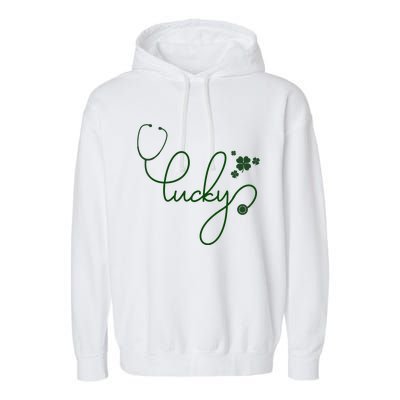 Lucky Nurse Cute St Patricks Day Garment-Dyed Fleece Hoodie