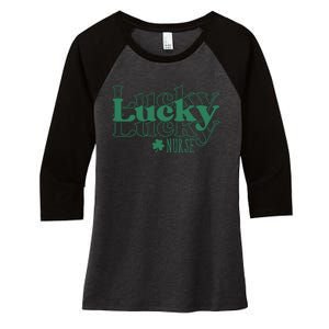 Lucky Nurse Cute St Patricks Day Women's Tri-Blend 3/4-Sleeve Raglan Shirt