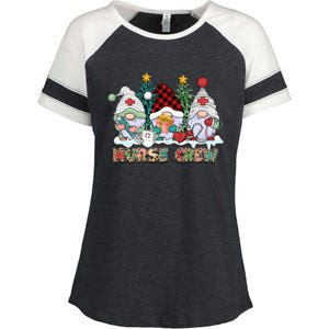 Leopard Nurse Christmas Gnomes Cute Xmas Scrub Nurses Cute Gift Enza Ladies Jersey Colorblock Tee