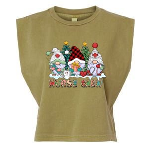 Leopard Nurse Christmas Gnomes Cute Xmas Scrub Nurses Cute Gift Garment-Dyed Women's Muscle Tee