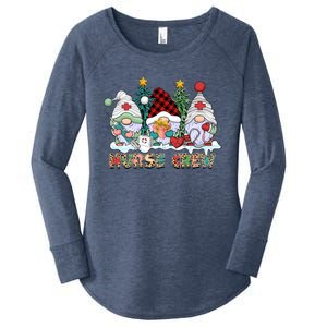 Leopard Nurse Christmas Gnomes Cute Xmas Scrub Nurses Cute Gift Women's Perfect Tri Tunic Long Sleeve Shirt