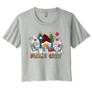 Leopard Nurse Christmas Gnomes Cute Xmas Scrub Nurses Cute Gift Women's Crop Top Tee