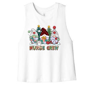 Leopard Nurse Christmas Gnomes Cute Xmas Scrub Nurses Cute Gift Women's Racerback Cropped Tank