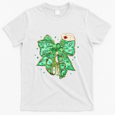 Lucky Nurse Coquette Bow St Patricks Day T-Shirt