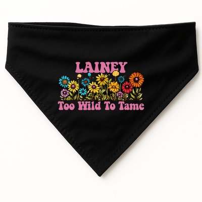 Lainey Name Cute Retro Girl Wildflower Lainey Name USA-Made Doggie Bandana