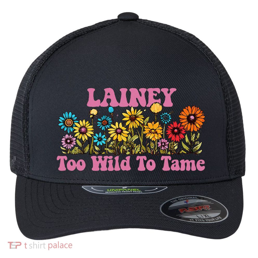 Lainey Name Cute Retro Girl Wildflower Lainey Name Flexfit Unipanel Trucker Cap