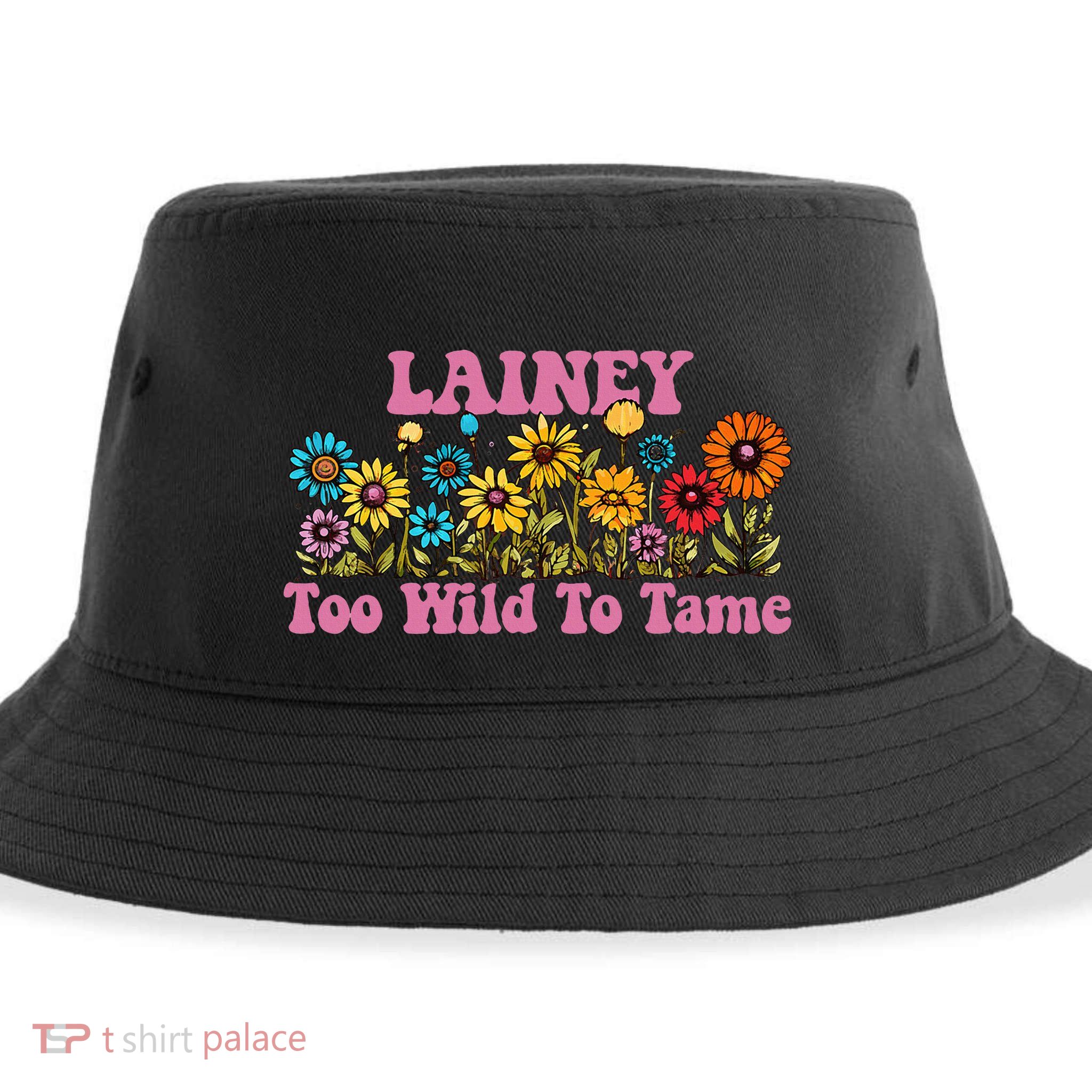 Lainey Name Cute Retro Girl Wildflower Lainey Name Sustainable Bucket Hat