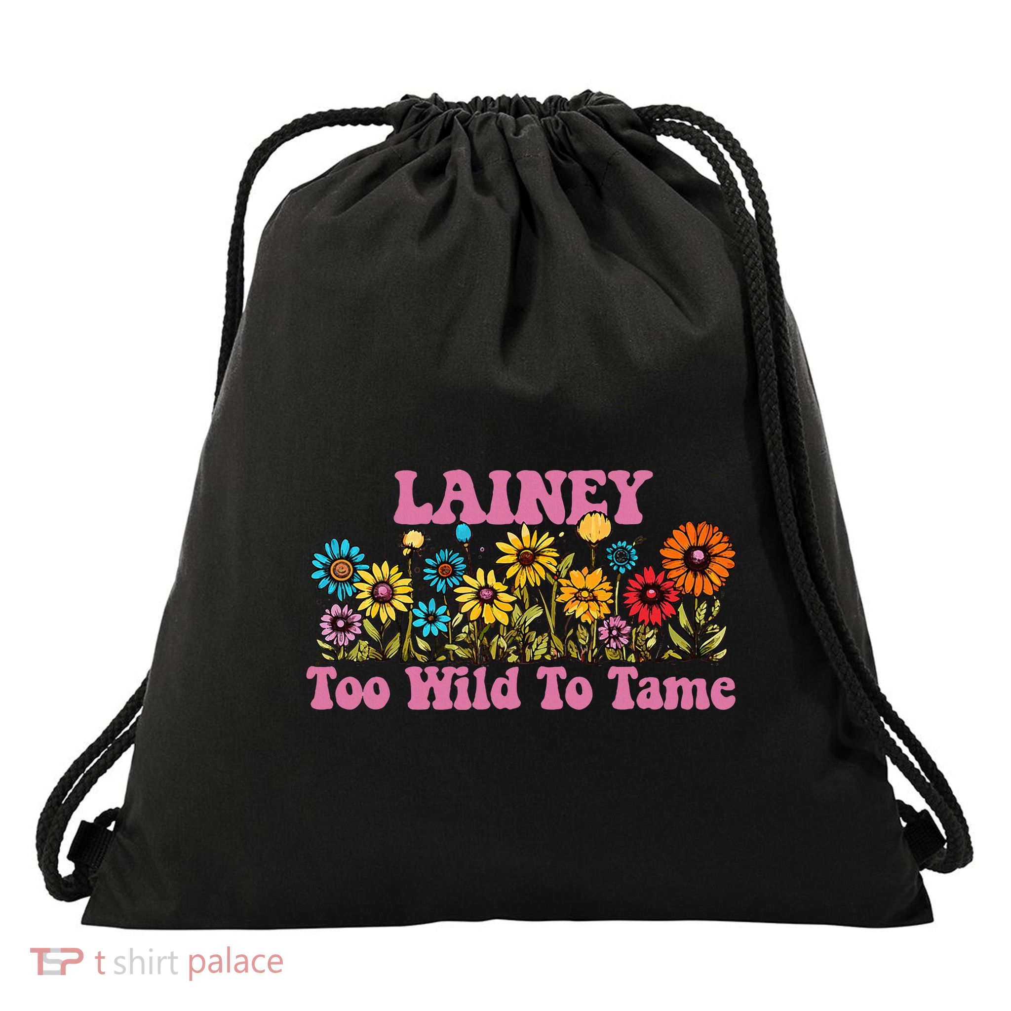 Lainey Name Cute Retro Girl Wildflower Lainey Name Drawstring Bag