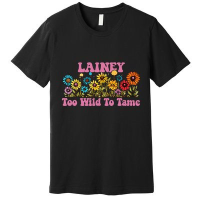 Lainey Name Cute Retro Girl Wildflower Lainey Name Premium T-Shirt