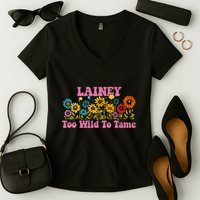 Lainey Name Cute Retro Girl Wildflower Lainey Name Women's V-Neck T-Shirt
