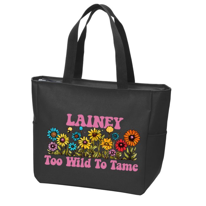 Lainey Name Cute Retro Girl Wildflower Lainey Name Zip Tote Bag