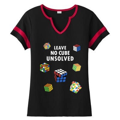 Leave No Cube Unsolved Speedsolving Speedcubing Speed Cuber Great Gift Ladies Halftime Notch Neck Tee