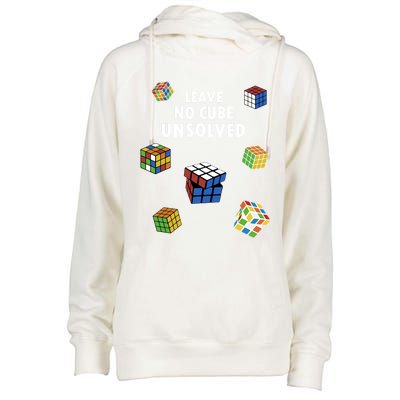 Leave No Cube Unsolved Speedsolving Speedcubing Speed Cuber Great Gift Womens Funnel Neck Pullover Hood