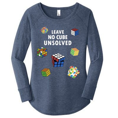 Leave No Cube Unsolved Speedsolving Speedcubing Speed Cuber Great Gift Women's Perfect Tri Tunic Long Sleeve Shirt