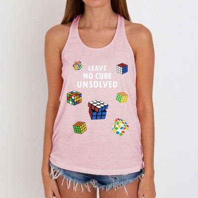 Leave No Cube Unsolved Speedsolving Speedcubing Speed Cuber Great Gift Women's Knotted Racerback Tank