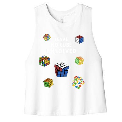 Leave No Cube Unsolved Speedsolving Speedcubing Speed Cuber Great Gift Women's Racerback Cropped Tank