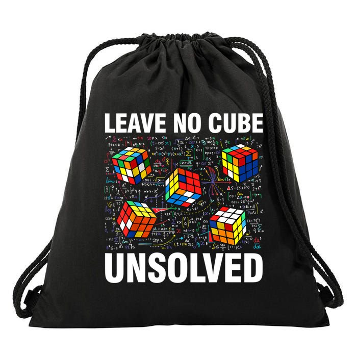 Leave No Cube Unsolved Funny Speed Cubing Math Drawstring Bag