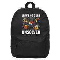 Leave No Cube Unsolved Funny Speed Cubing Math 16 in Basic Backpack