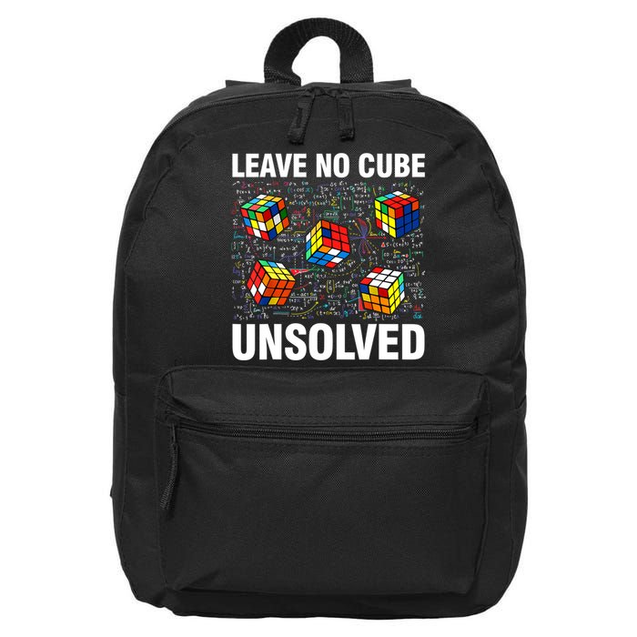 Leave No Cube Unsolved Funny Speed Cubing Math 16 in Basic Backpack