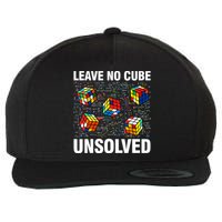 Leave No Cube Unsolved Funny Speed Cubing Math Wool Snapback Cap