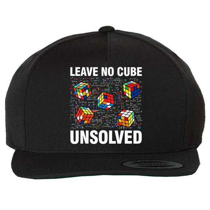 Leave No Cube Unsolved Funny Speed Cubing Math Wool Snapback Cap
