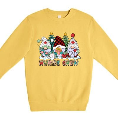 Leopard Nurse Christmas Gnomes Cute Xmas Scrub Nurses Gift Premium Crewneck Sweatshirt