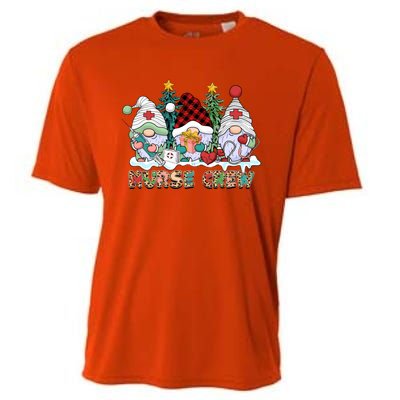 Leopard Nurse Christmas Gnomes Cute Xmas Scrub Nurses Gift Cooling Performance Crew T-Shirt