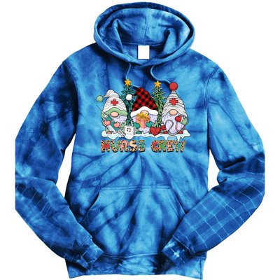 Leopard Nurse Christmas Gnomes Cute Xmas Scrub Nurses Gift Tie Dye Hoodie