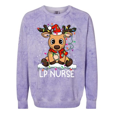 Lp Nurse Christmas Reindeer Santa Claus Xmas Nurse Scrubs Great Gift Colorblast Crewneck Sweatshirt