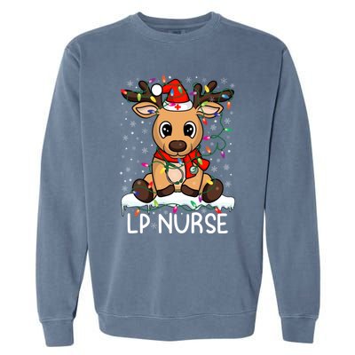 Lp Nurse Christmas Reindeer Santa Claus Xmas Nurse Scrubs Great Gift Garment-Dyed Sweatshirt