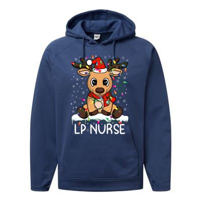 Lp Nurse Christmas Reindeer Santa Claus Xmas Nurse Scrubs Great Gift Performance Fleece Hoodie