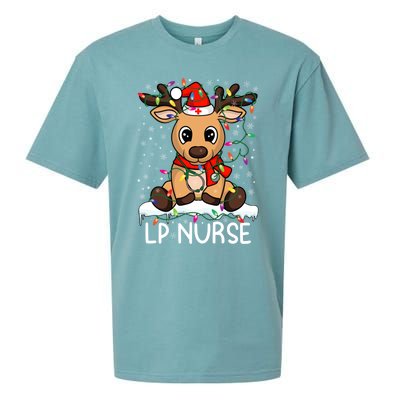 Lp Nurse Christmas Reindeer Santa Claus Xmas Nurse Scrubs Great Gift Sueded Cloud Jersey T-Shirt