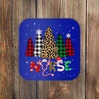 Leopard Nurse Christmas Tree Stethoscope Rn Scrub Nursing Meaningful Gift Coaster