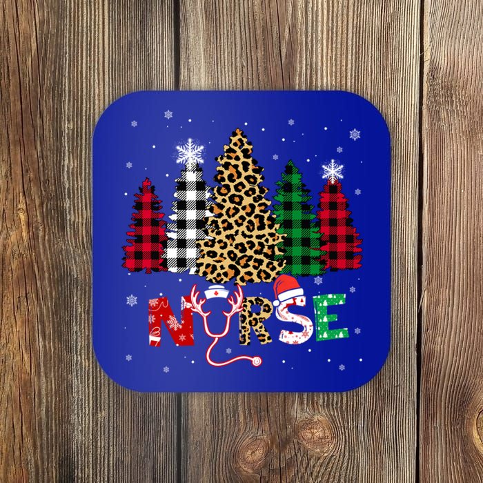 Leopard Nurse Christmas Tree Stethoscope Rn Scrub Nursing Meaningful Gift Coaster