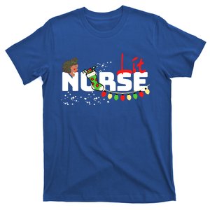 Lit Nurse Christmas African American Rn Lpn Afro Hair Cute Gift T-Shirt