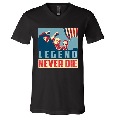 Legend Never Die Trump 2024 President Support Vote For Trump V-Neck T-Shirt