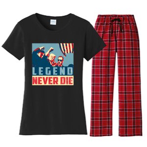 Legend Never Die Trump 2024 President Support Vote For Trump Women's Flannel Pajama Set